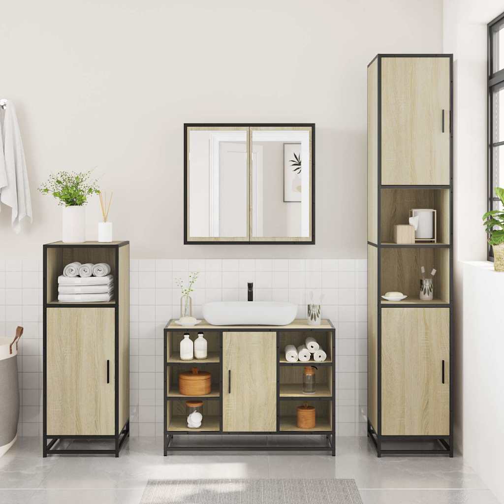 2 Piece Bathroom Furniture Set Engineered Wood