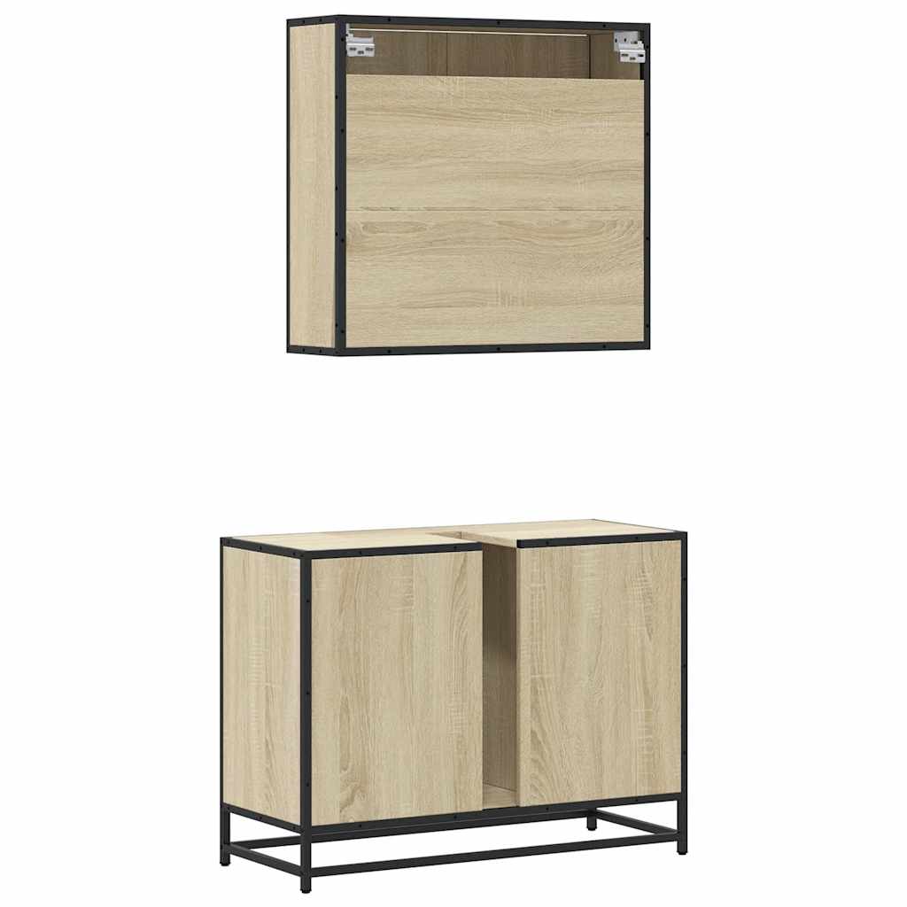 2 Piece Bathroom Furniture Set Engineered Wood