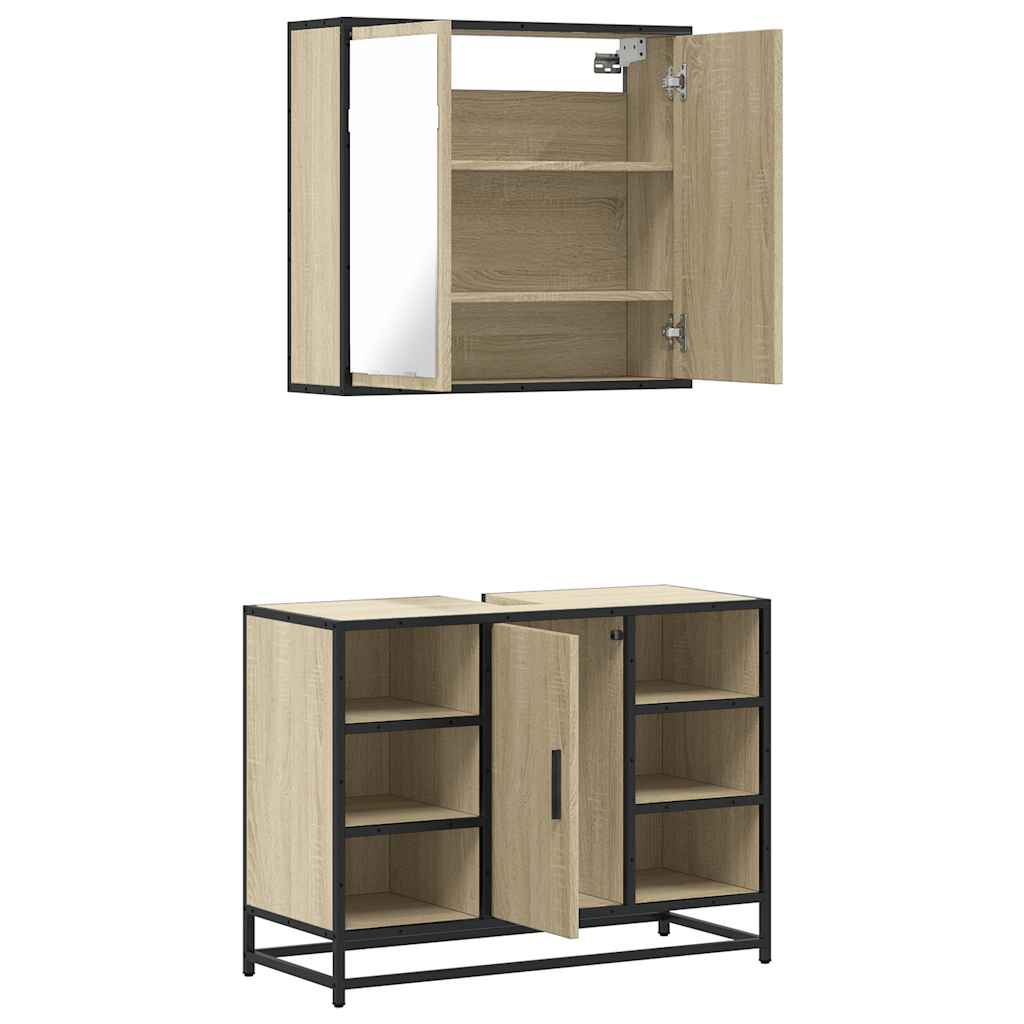 2 Piece Bathroom Furniture Set Engineered Wood