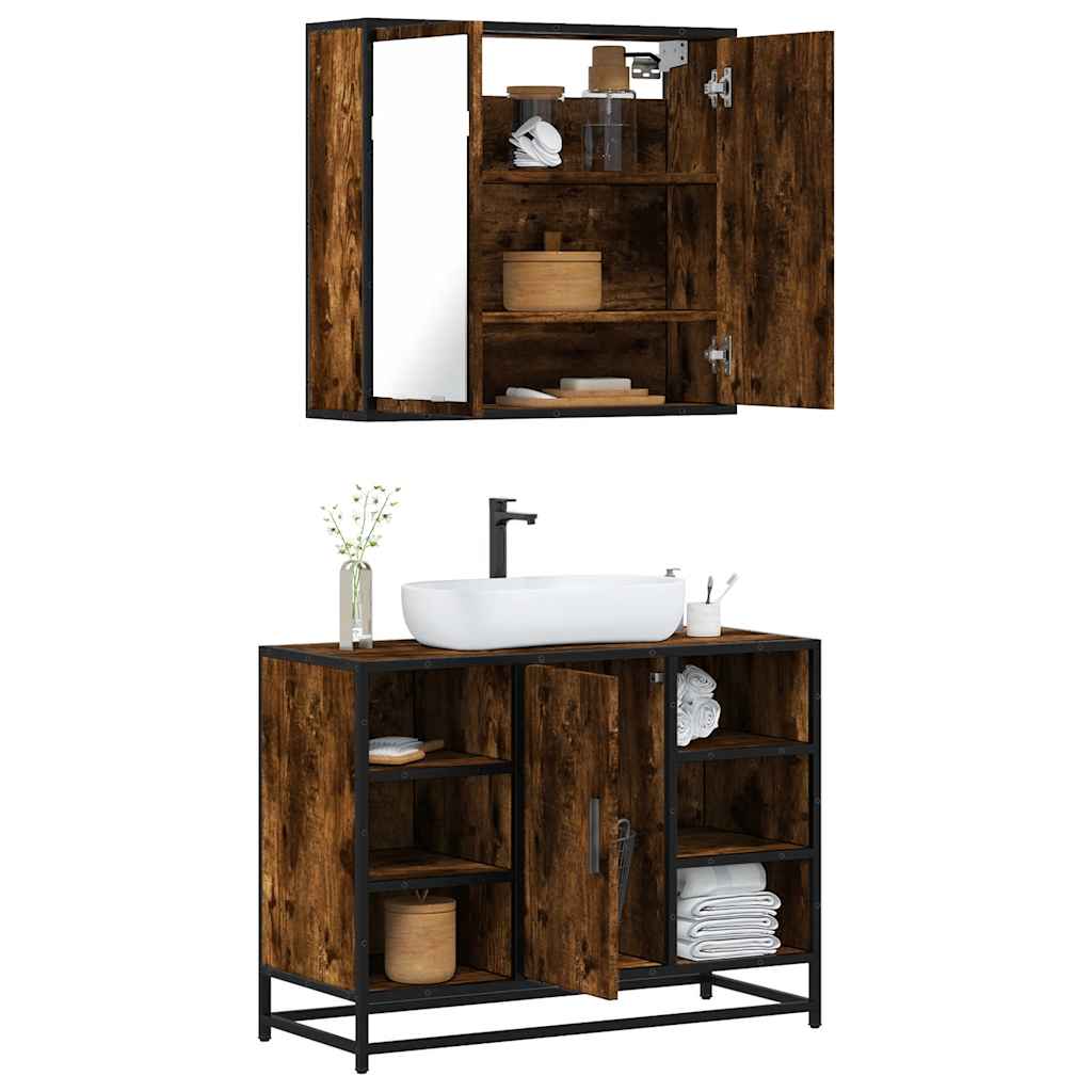 2 Piece Bathroom Furniture Set Engineered Wood