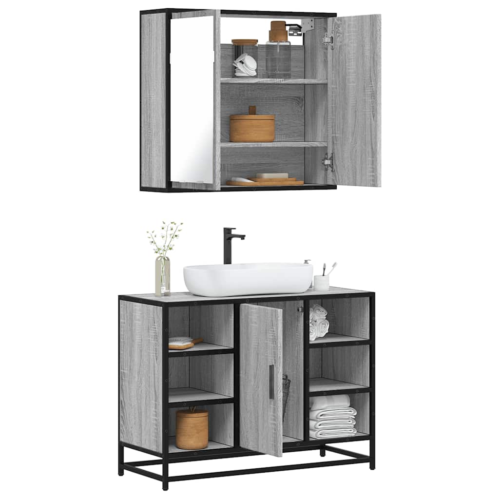 2 Piece Bathroom Furniture Set Engineered Wood