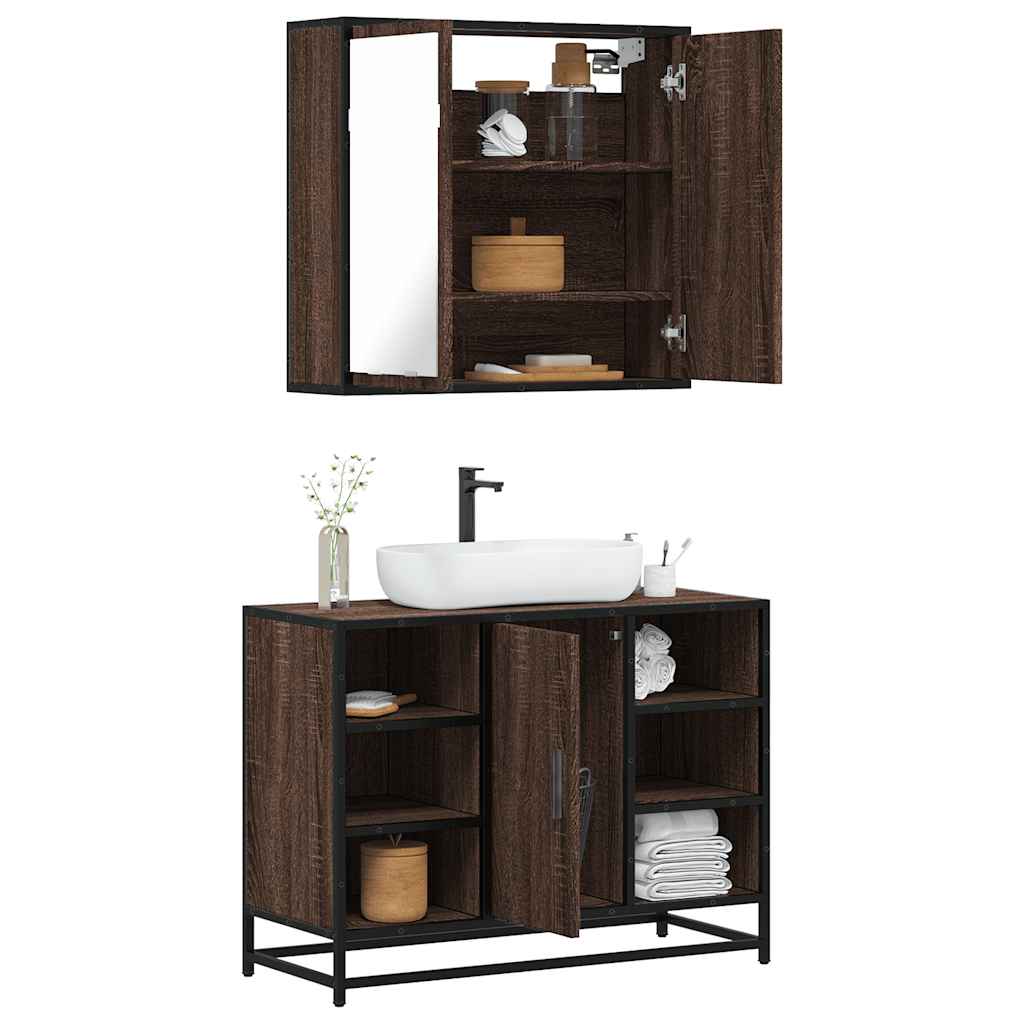 2 Piece Bathroom Furniture Set Engineered Wood