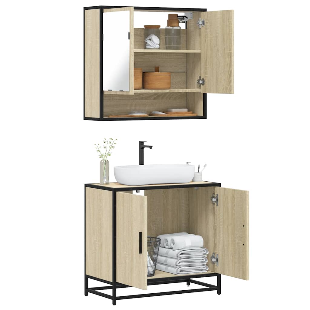 2 Piece Bathroom Furniture Set Engineered Wood