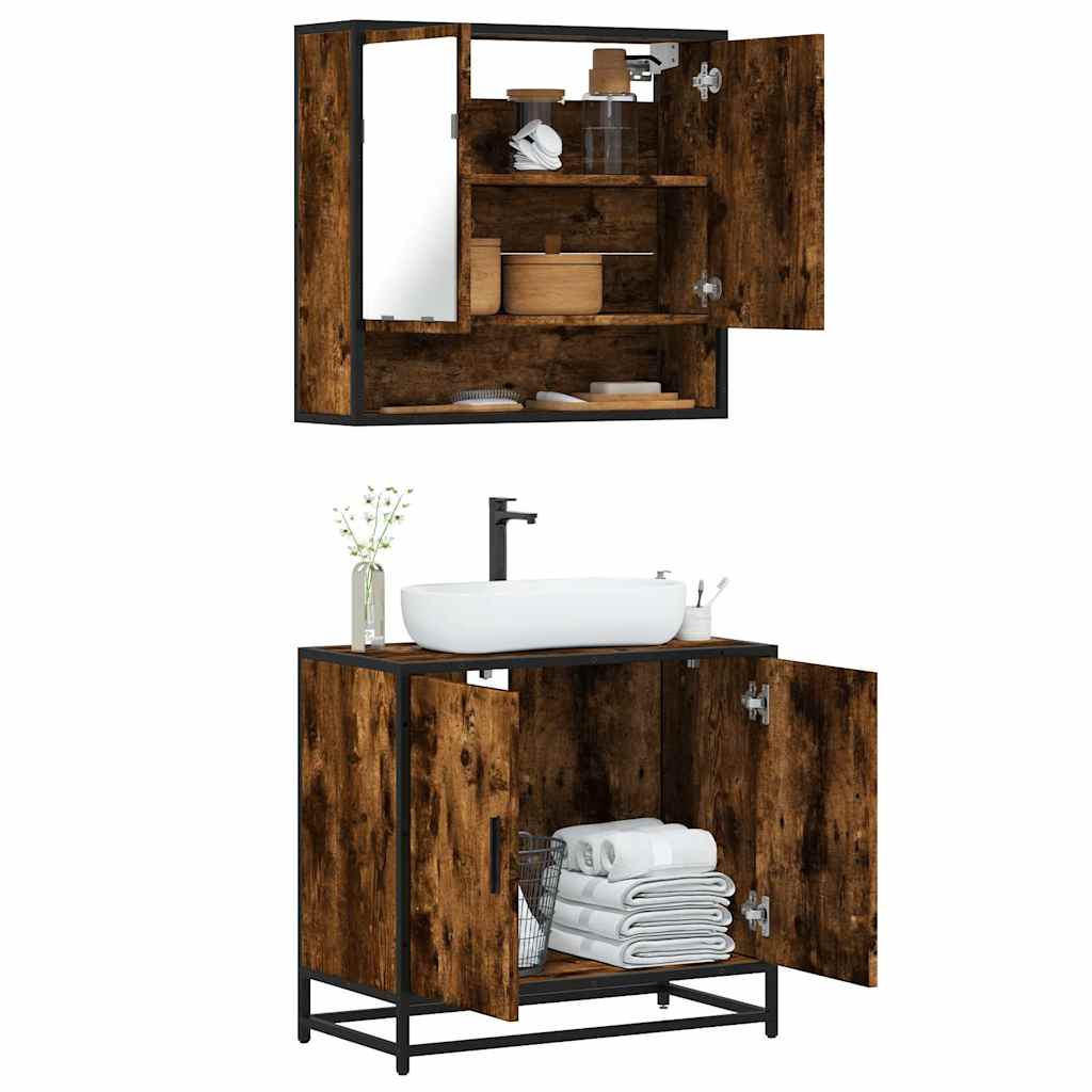 2 Piece Bathroom Furniture Set Engineered Wood