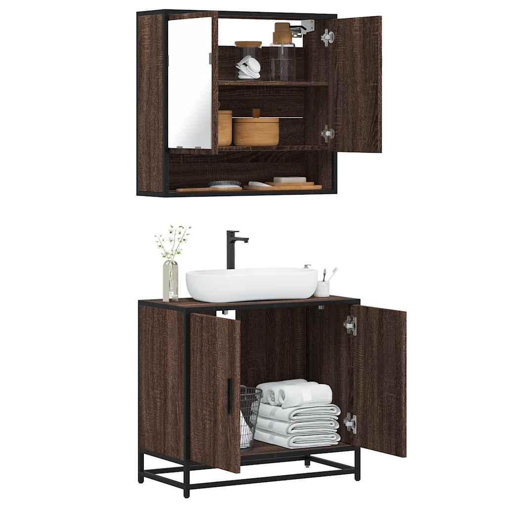 2 Piece Bathroom Furniture Set Engineered Wood