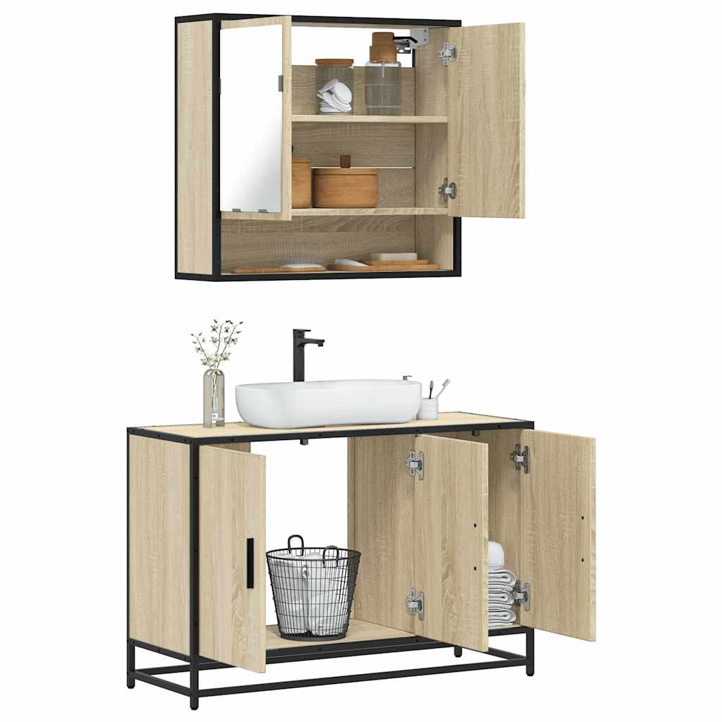 2 Piece Bathroom Furniture Set Engineered Wood
