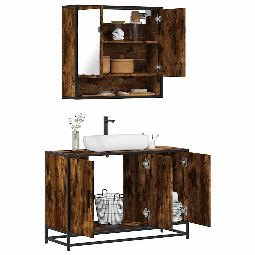 2 Piece Bathroom Furniture Set Engineered Wood