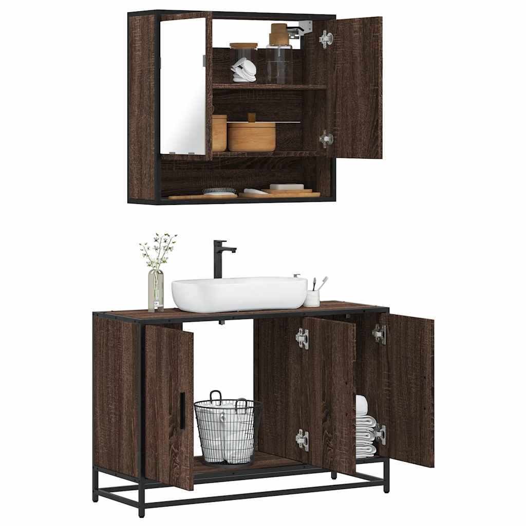 2 Piece Bathroom Furniture Set Engineered Wood