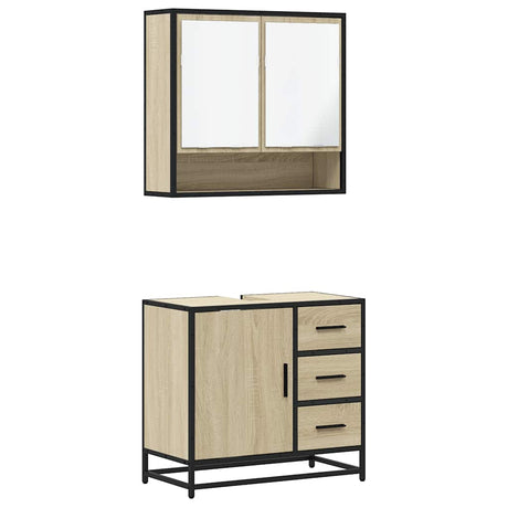 2 Piece Bathroom Furniture Set Engineered Wood