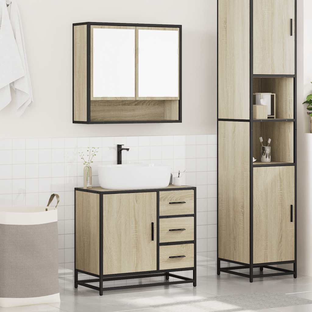 2 Piece Bathroom Furniture Set Engineered Wood