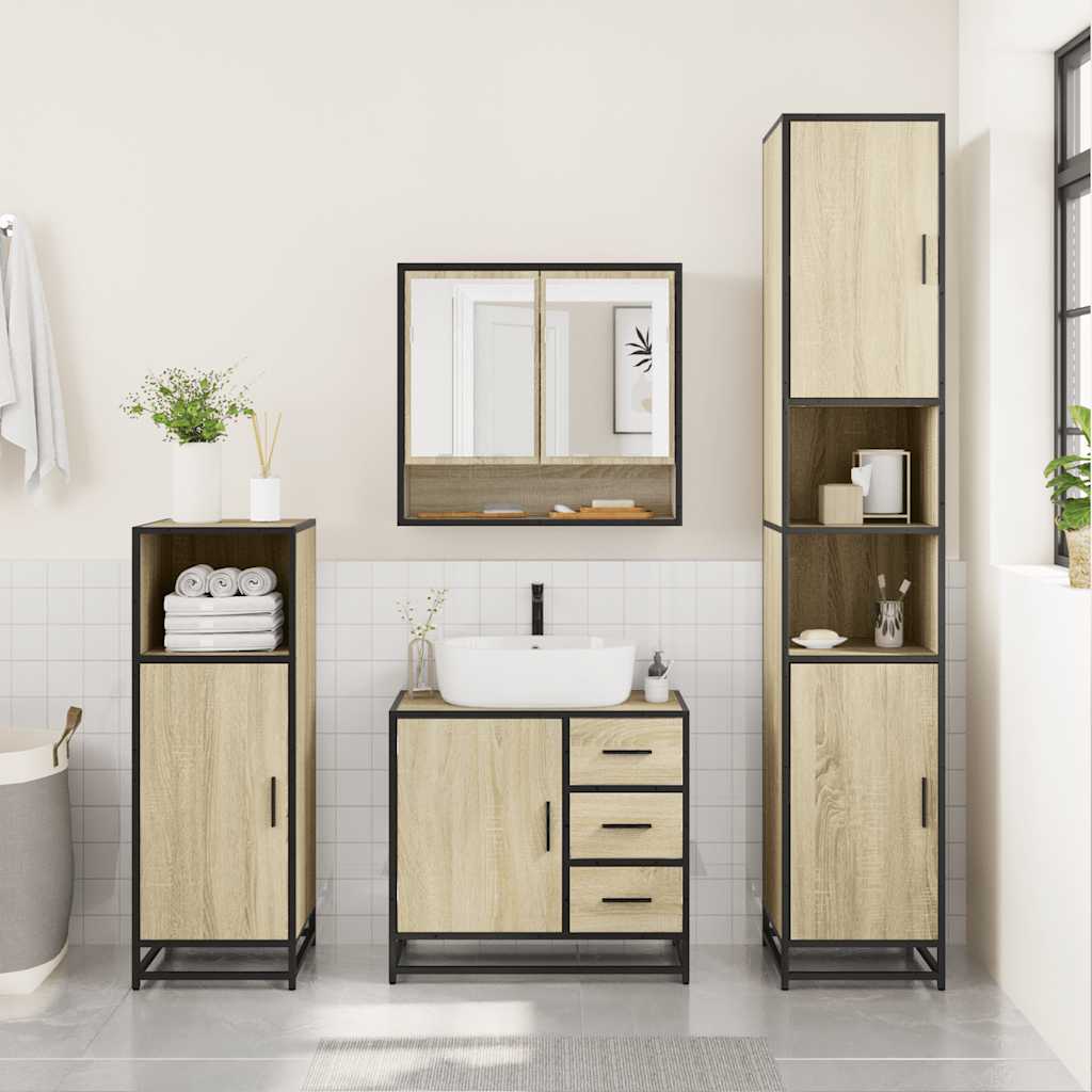 2 Piece Bathroom Furniture Set Engineered Wood