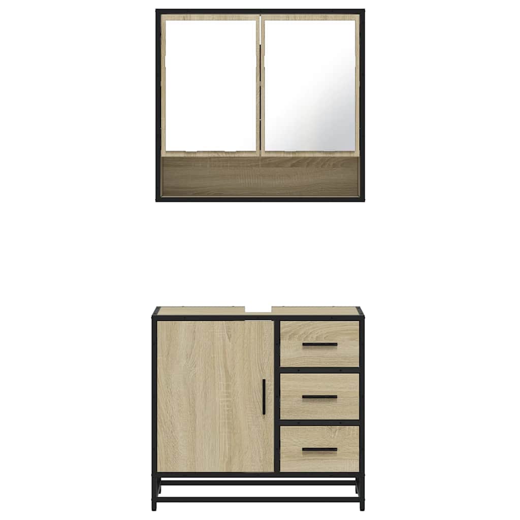 2 Piece Bathroom Furniture Set Engineered Wood