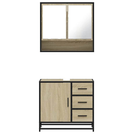 2 Piece Bathroom Furniture Set Engineered Wood