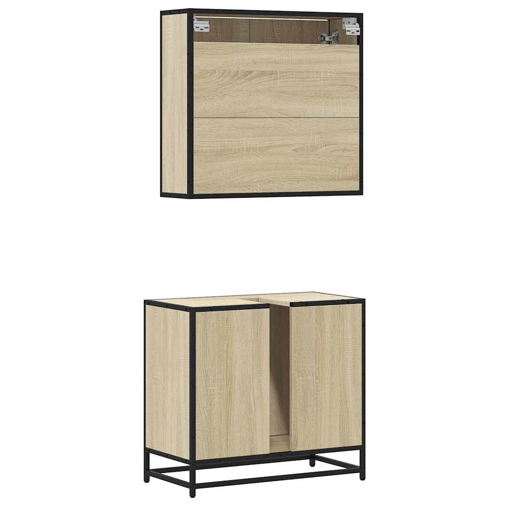2 Piece Bathroom Furniture Set Engineered Wood