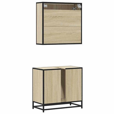 2 Piece Bathroom Furniture Set Engineered Wood