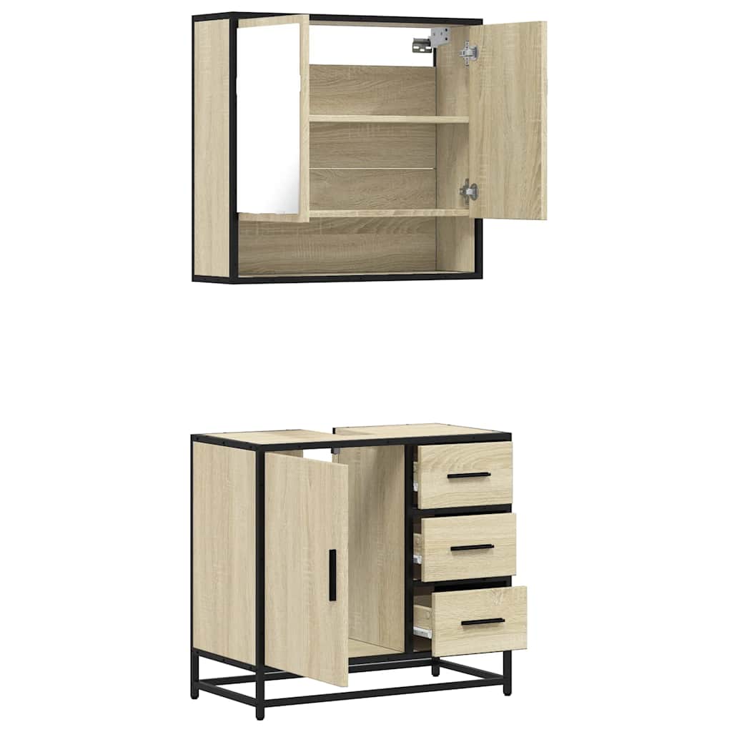 2 Piece Bathroom Furniture Set Engineered Wood