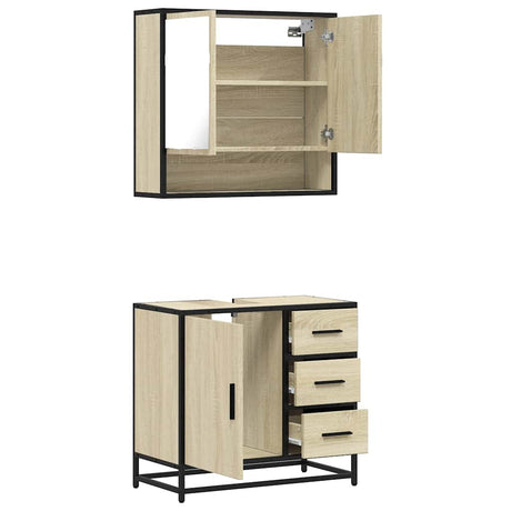 2 Piece Bathroom Furniture Set Engineered Wood