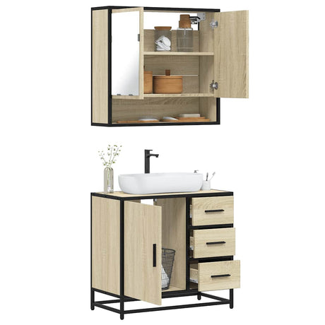 2 Piece Bathroom Furniture Set Engineered Wood
