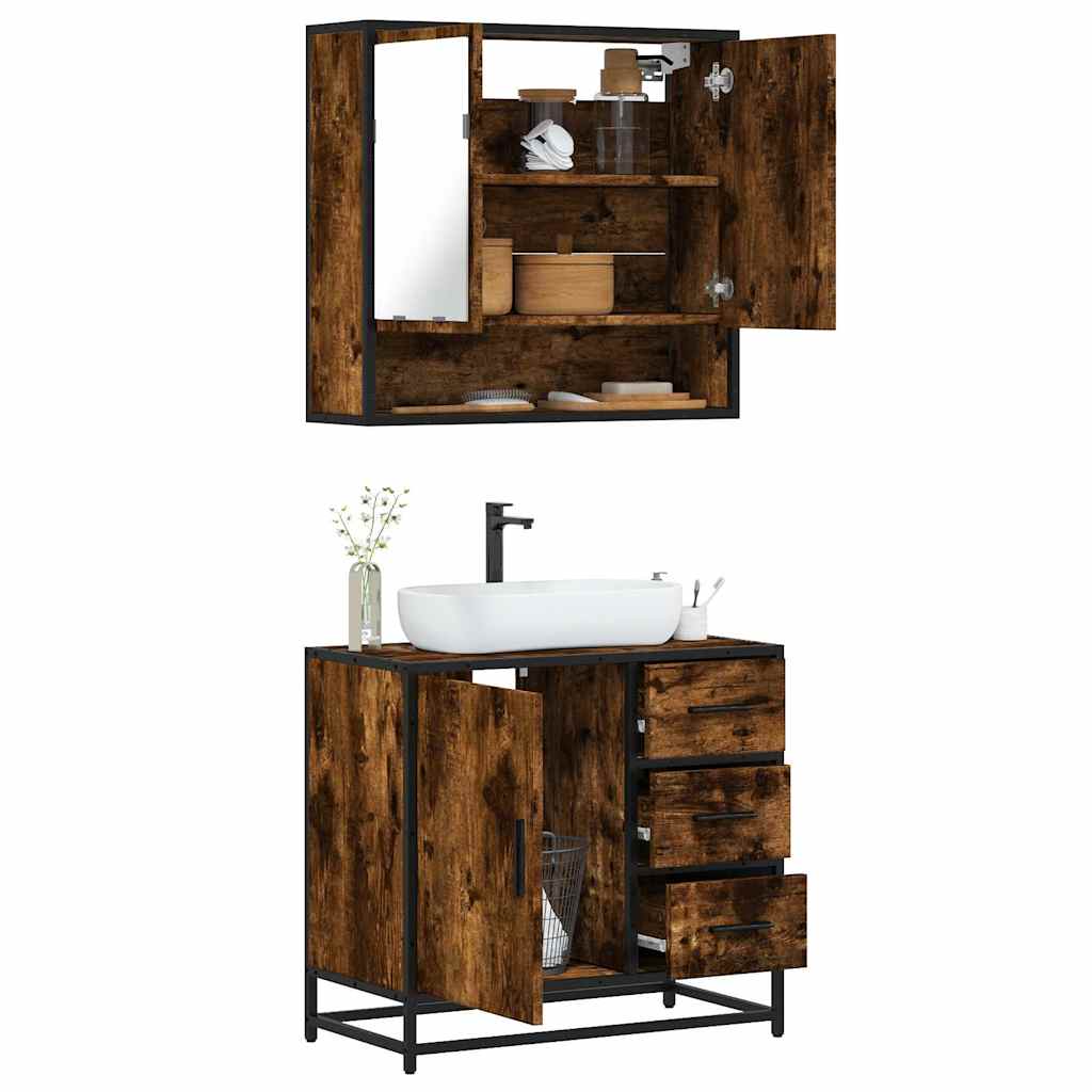 2 Piece Bathroom Furniture Set Engineered Wood