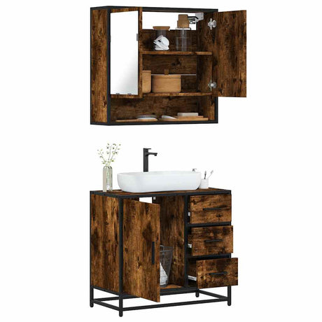 2 Piece Bathroom Furniture Set Engineered Wood