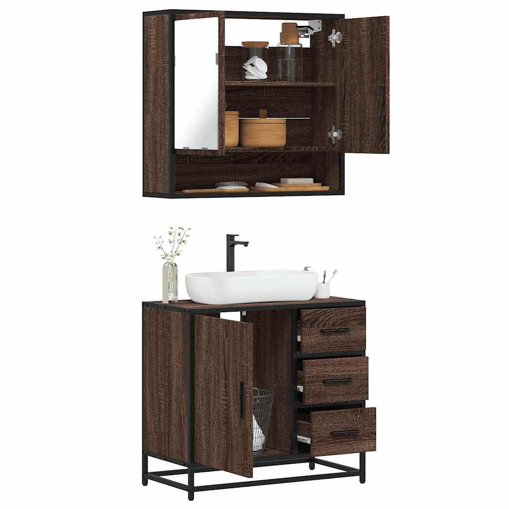 2 Piece Bathroom Furniture Set Engineered Wood
