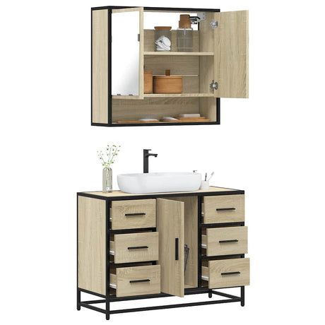 2 Piece Bathroom Furniture Set Engineered Wood