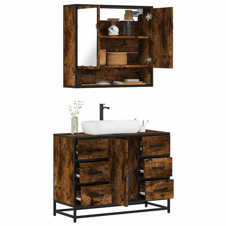 2 Piece Bathroom Furniture Set Engineered Wood