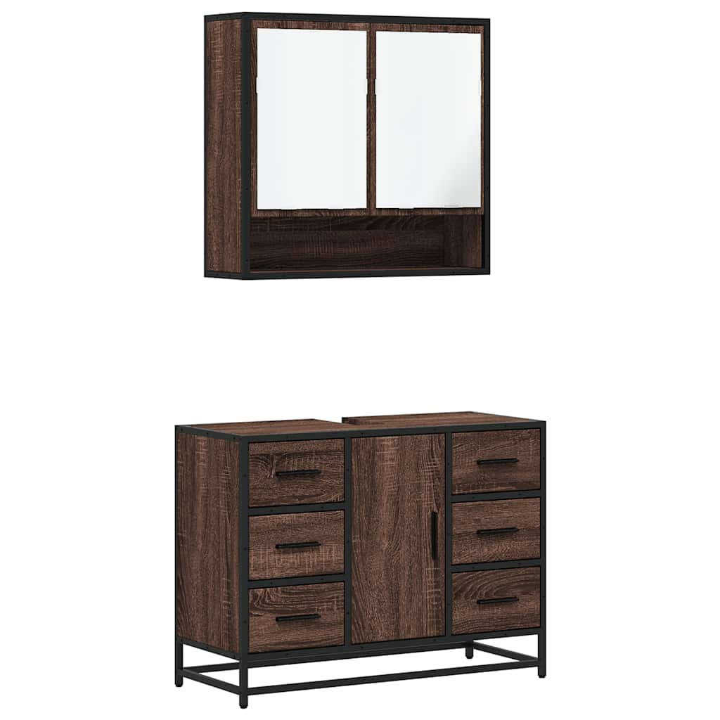 2 Piece Bathroom Furniture Set Engineered Wood