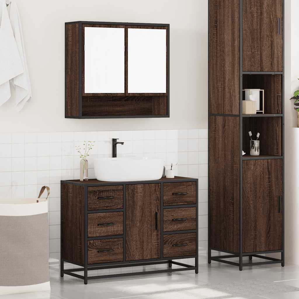 2 Piece Bathroom Furniture Set Engineered Wood