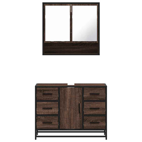 2 Piece Bathroom Furniture Set Engineered Wood