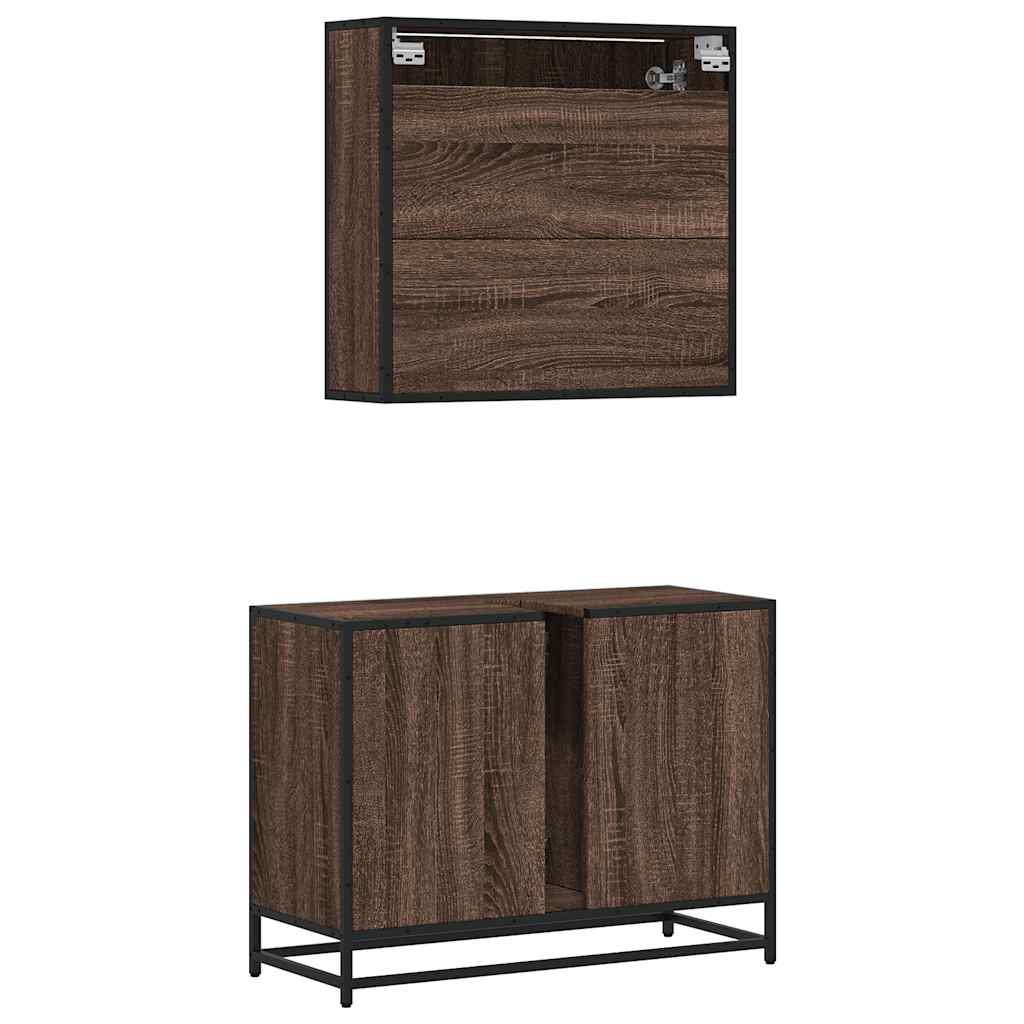 2 Piece Bathroom Furniture Set Engineered Wood