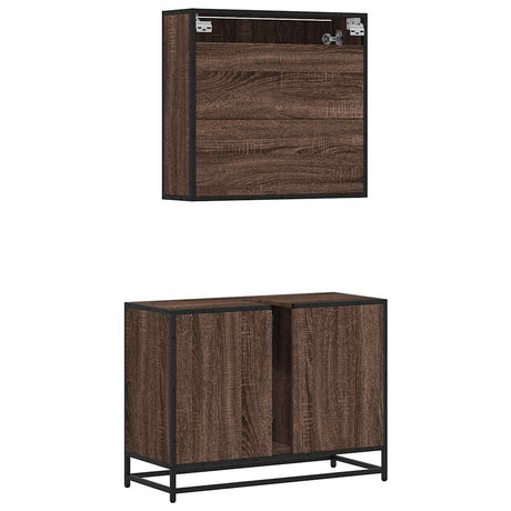 2 Piece Bathroom Furniture Set Engineered Wood
