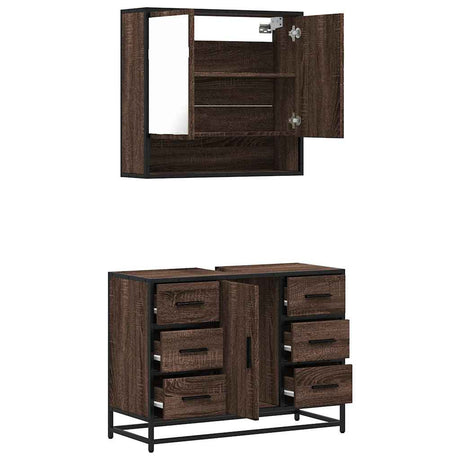 2 Piece Bathroom Furniture Set Engineered Wood
