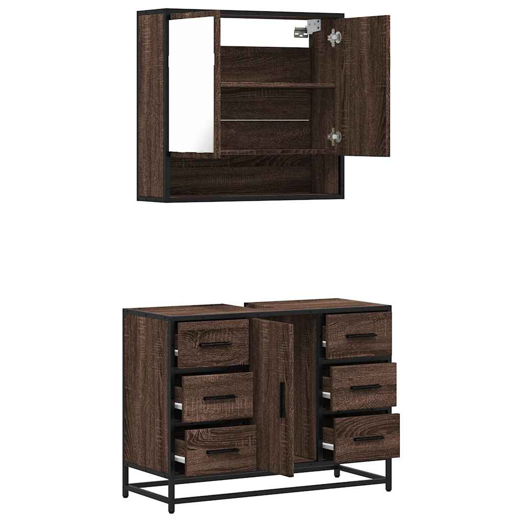 2 Piece Bathroom Furniture Set Engineered Wood