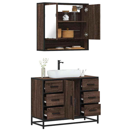 2 Piece Bathroom Furniture Set Engineered Wood