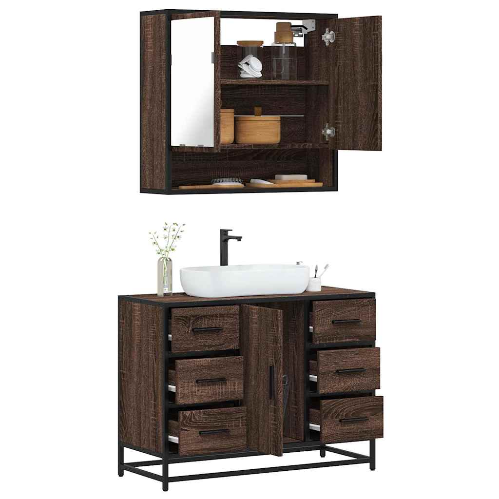 2 Piece Bathroom Furniture Set Engineered Wood