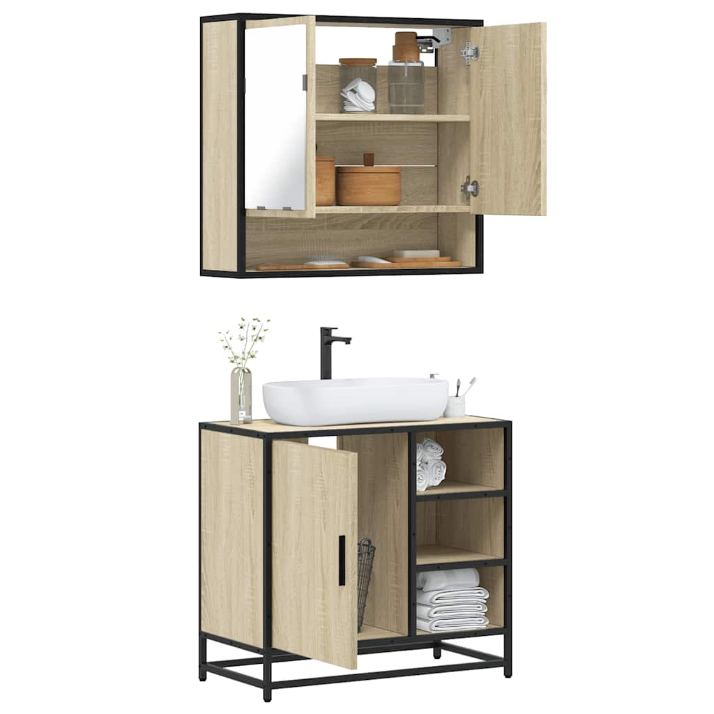 2 Piece Bathroom Furniture Set Engineered Wood