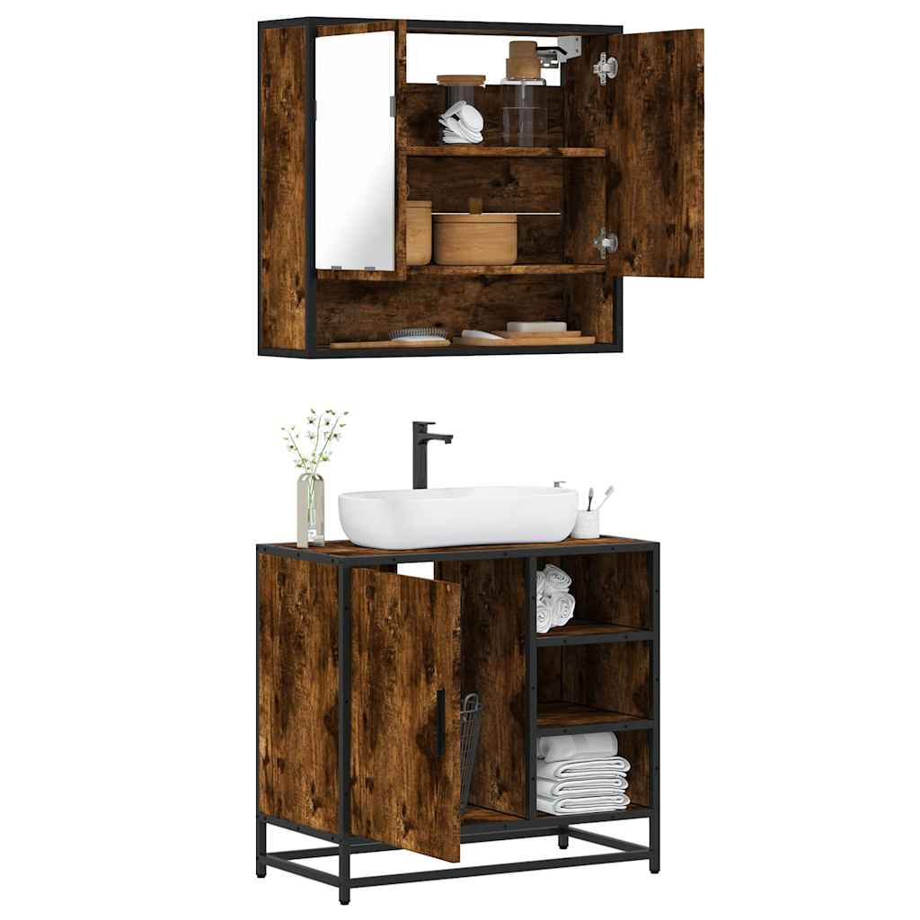 2 Piece Bathroom Furniture Set Engineered Wood