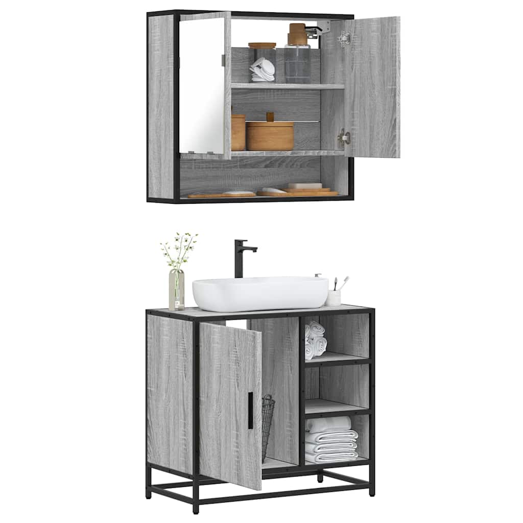 2 Piece Bathroom Furniture Set Engineered Wood