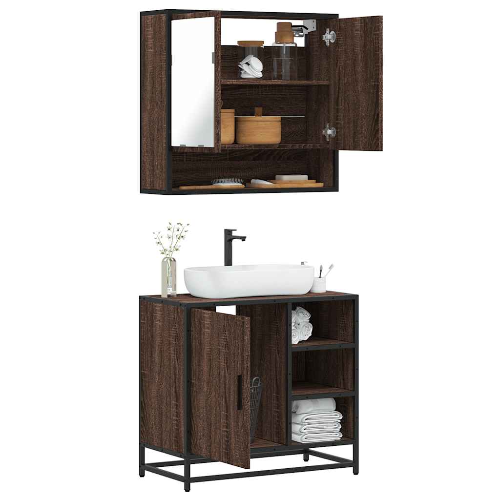 2 Piece Bathroom Furniture Set Engineered Wood