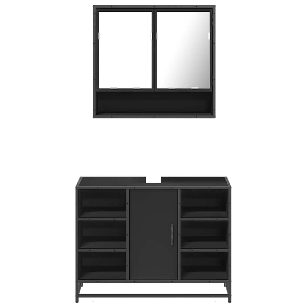 2 Piece Bathroom Furniture Set Engineered Wood