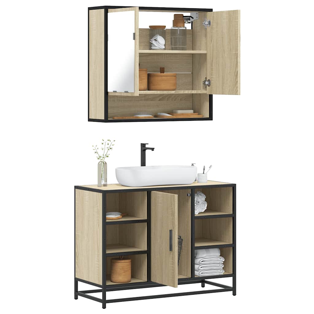 2 Piece Bathroom Furniture Set Engineered Wood