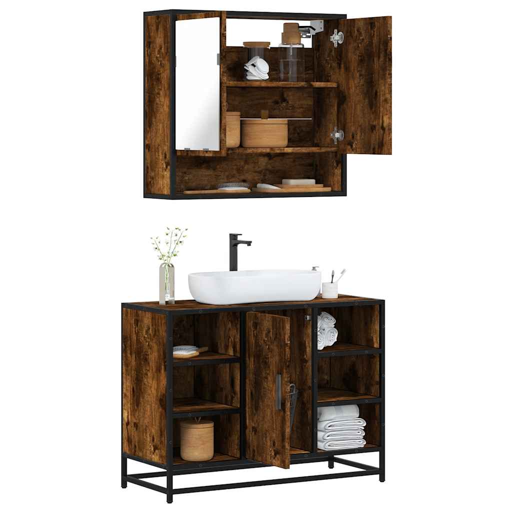 2 Piece Bathroom Furniture Set Engineered Wood