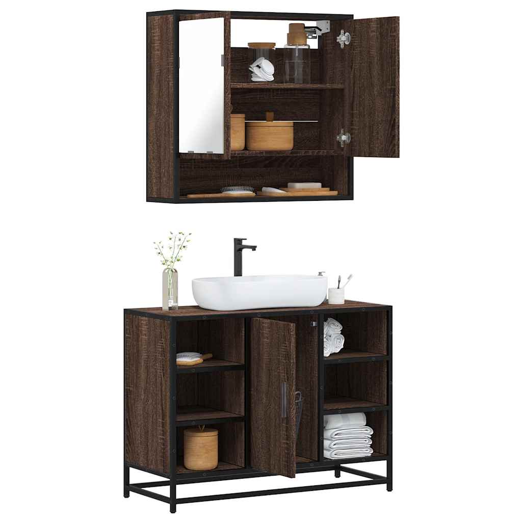 2 Piece Bathroom Furniture Set Engineered Wood