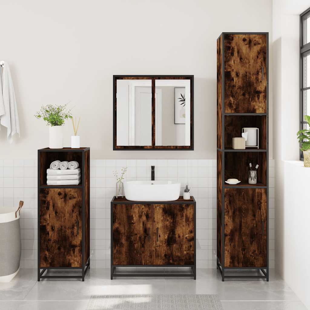 3 Piece Bathroom Furniture Set Engineered Wood