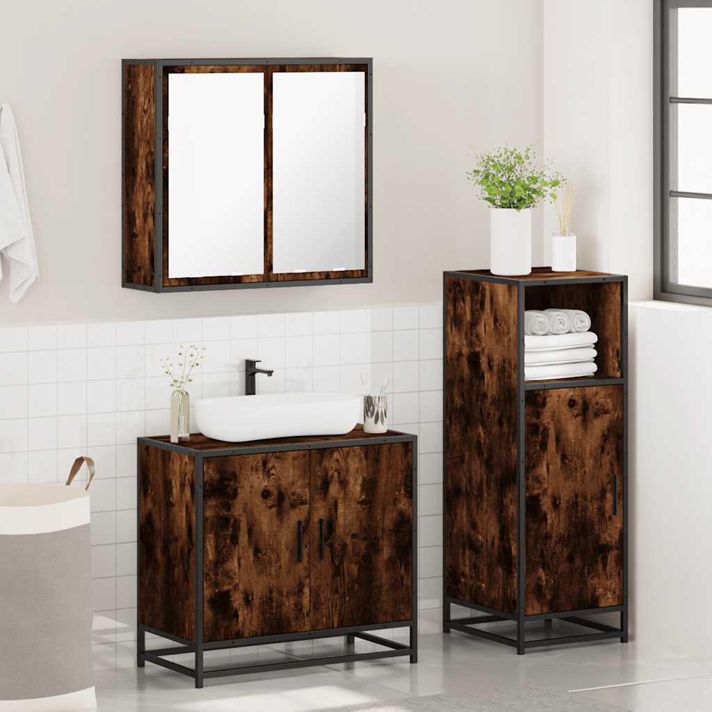 3 Piece Bathroom Furniture Set Engineered Wood