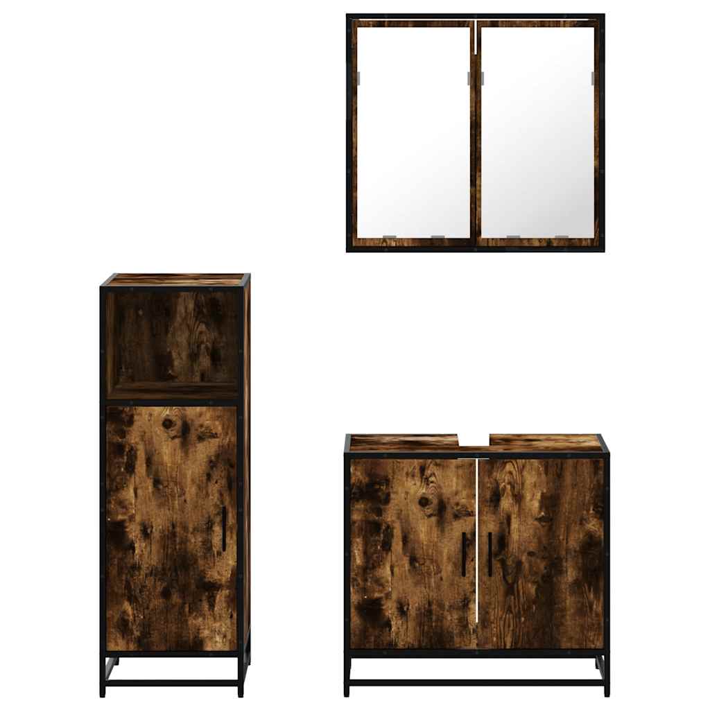 3 Piece Bathroom Furniture Set Engineered Wood