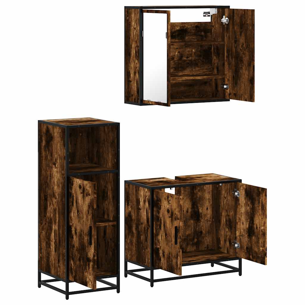 3 Piece Bathroom Furniture Set Engineered Wood