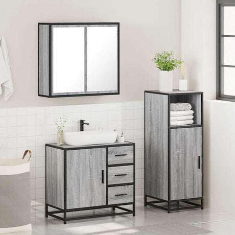 3 Piece Bathroom Furniture Set Engineered Wood