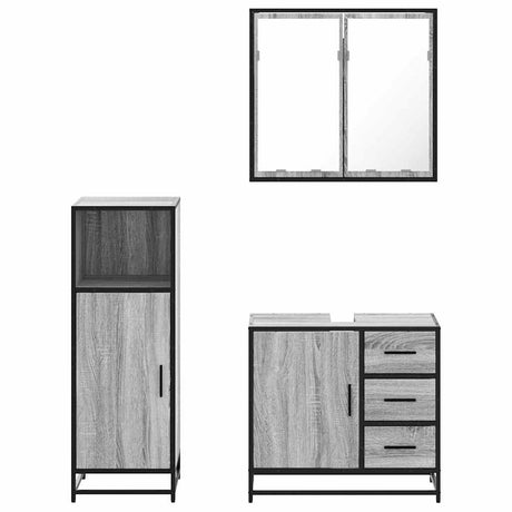 3 Piece Bathroom Furniture Set Engineered Wood